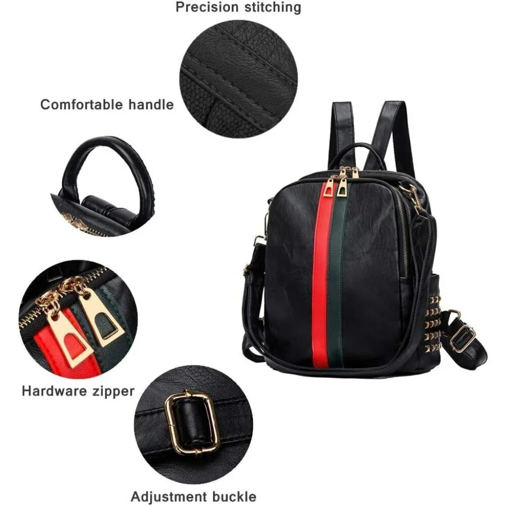 PU Leather Mini B Big Black Backpack Women Cute Fashion Shoulder Bag Small Purse